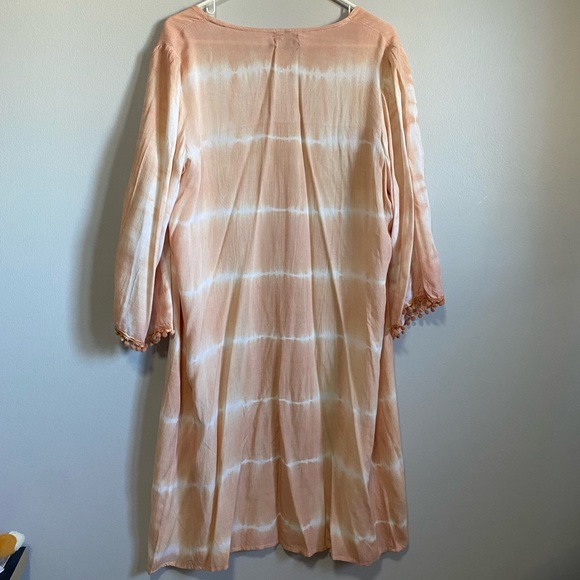 Peachy Pink Tie Dye Kimono Duster - Picture 4 of 5